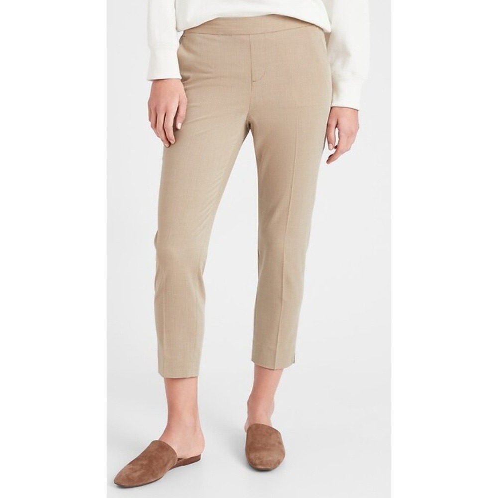Banana Republic Hayden Dress Pants Women 6 Pull On Tapered Crop Cigarette Beige